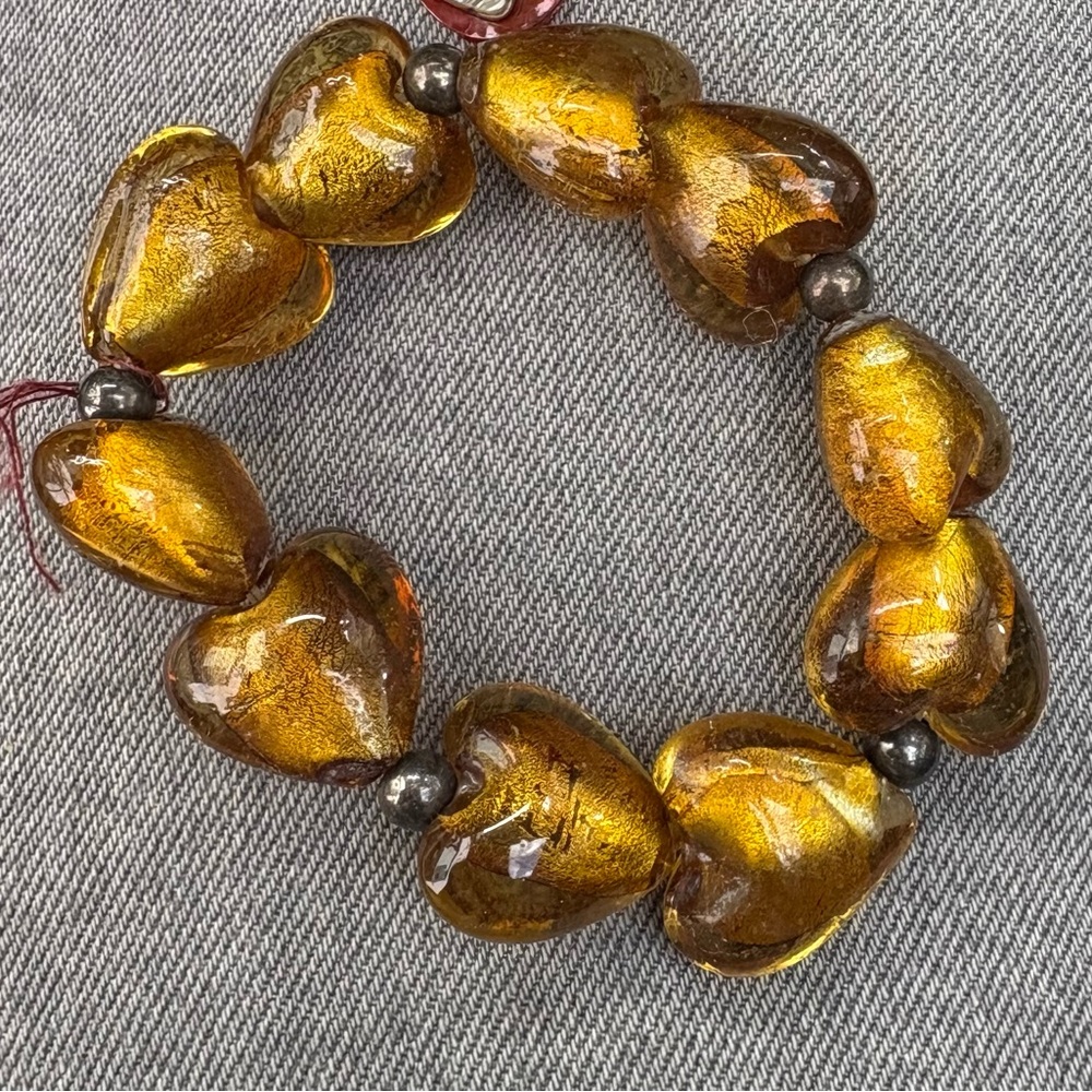 Vintage Italian Murano Glass bracelet. Copper/Amber color
